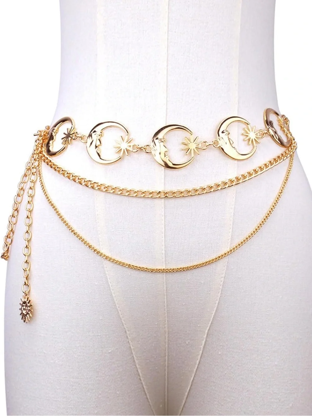 New! Vintage Celestial Moon & Star Chain Belt